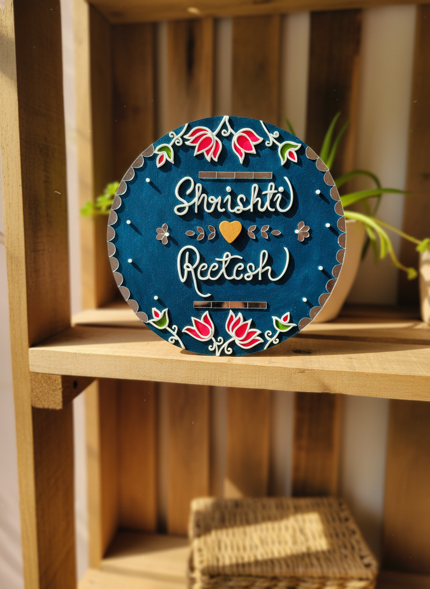 Stylish Couple Name Plate